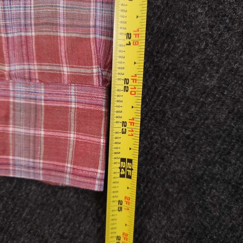 Orvis Red Plaid Linen Button Front Shirt XXL Long Sleeve Casual‎ Made in India - Picture 6 of 9